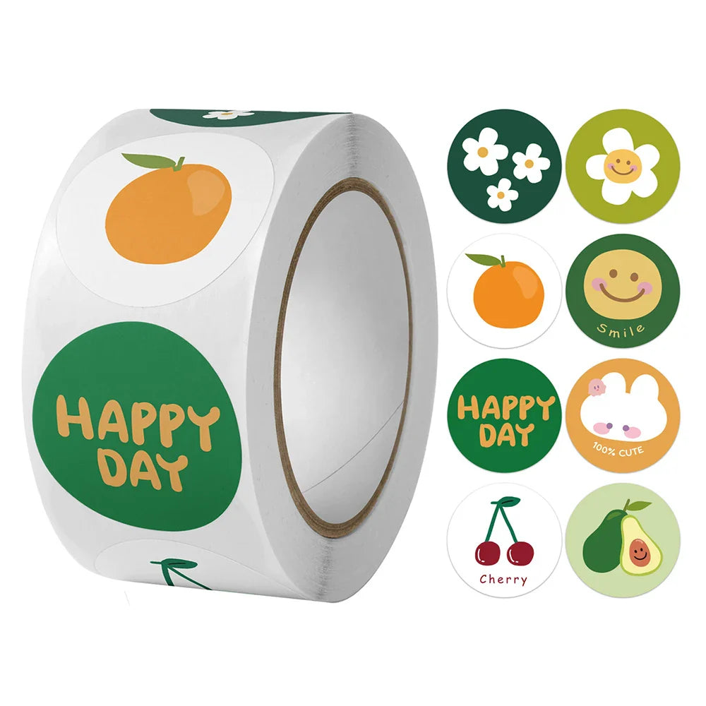 100-500pcs Round Happy Day Stickers For Envelope Seal Labels Gift Packaging Decor Birthday Party Scrapbooking Stationery Sticker (Online Order Only)