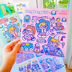 5/10Pc Cute Bear Lollipop Girl Stickers Set Scrapbooking Decorative Sticker Korean DIY Diary Album Stick Label Kawaii Stationery (ONLINE ORDER ONLY)