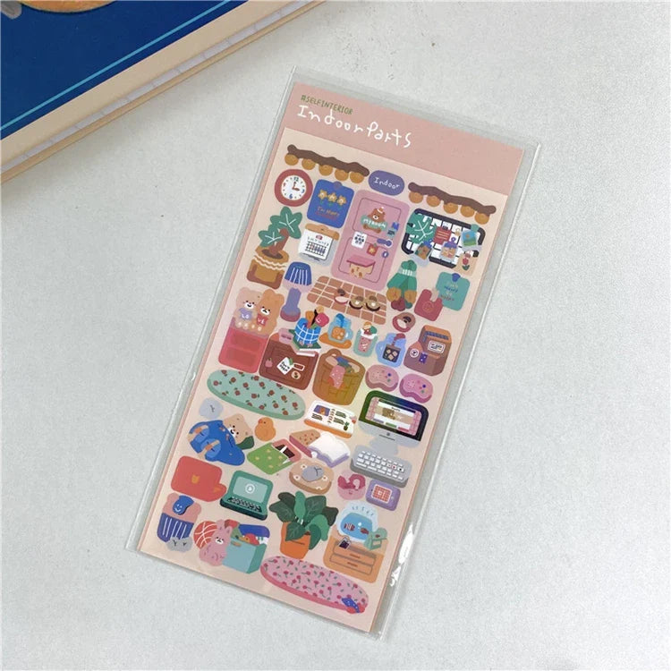 Ins Cute Landscape Stickers Outdoor Indoor Bear Waterproof Stickers Idol Card Hand Account Decoration Stickers Stationery (ONLINE ORDER ONLY)