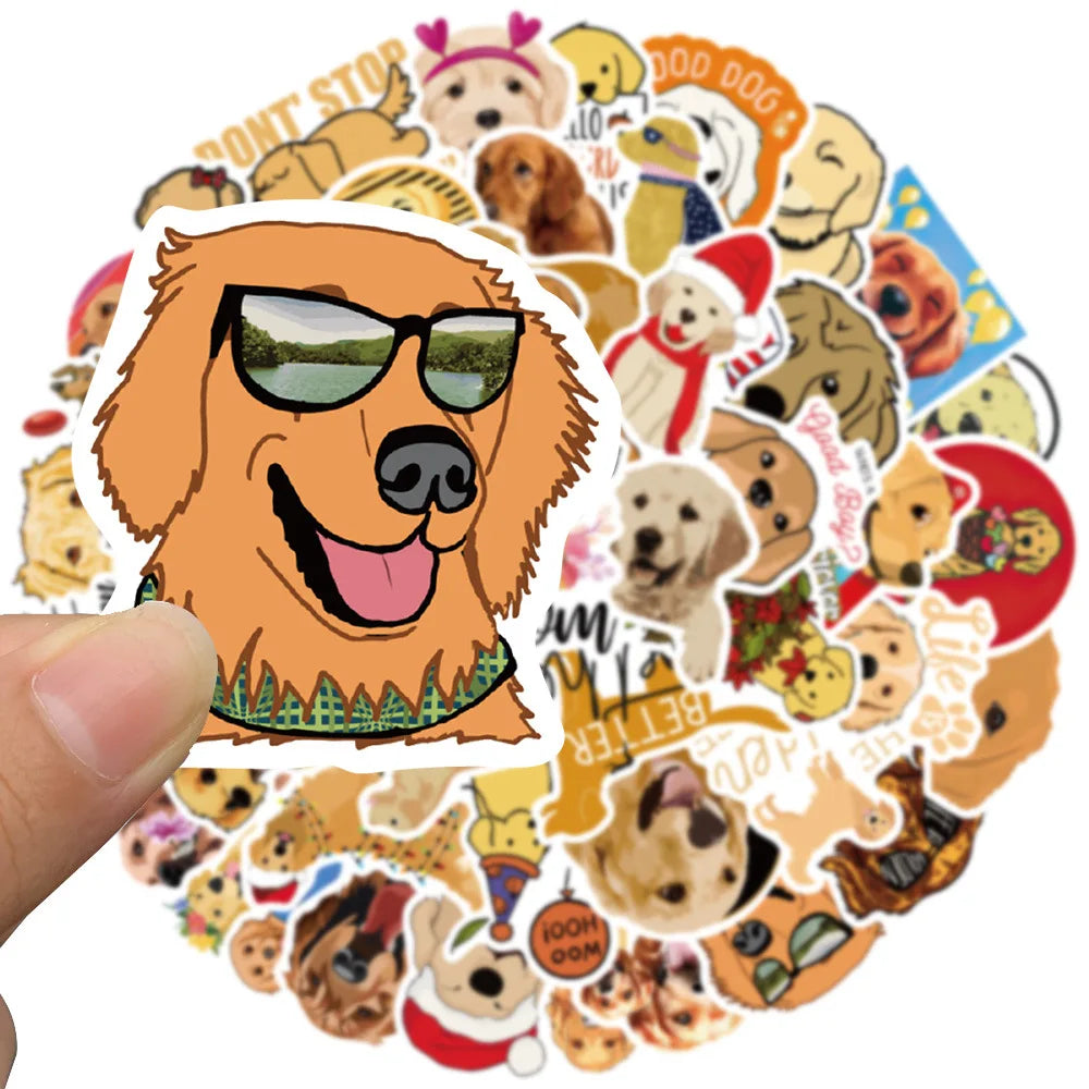 10/30/50PCS Golden Retriever Dog Stickers Cartoon DIY Bike Travel Luggage Laptop Kid Toys Classic Toy Decals Graffiti Sticker F3 (Online Order Only)