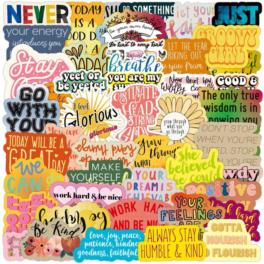 Motivational Quote Stickers Waterproof Decals for Laptop Phone Office Study Room (ONLINE ORDER ONLY)