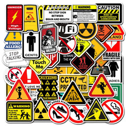 50PCS Warning Danger Stickers Decals for DIY Toys, Laptops, Luggage, Snowboards, Cars (ONLINE ORDER ONLY)