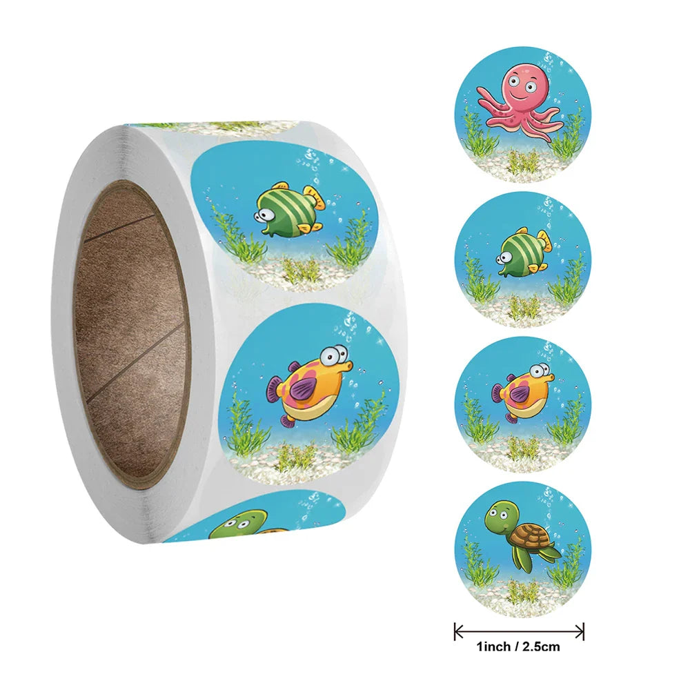 500pcs/roll Zoo Animals Laptop Stickers Reward Motivational Teacher Decals Ocean Life Sticker Toys for Children Kids on Car Book (Online Order Only)