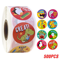 100-500pcs Spanish Reward Stickers Encouragement Sticker Roll For Kids Motivational Stickers With Cute Animals For Students (ONLINE ORDER ONLY)