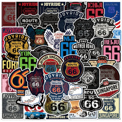 Retro Route 66 Stickers Pack for Skateboard, Guitar, Motorcycle, Bicycle, Luggage, Fridge, DIY, PVC, Cool Kids Toys (Online Order Only)