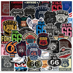Retro Route 66 Stickers Pack for Skateboard, Guitar, Motorcycle, Bicycle, Luggage, Fridge, DIY, PVC, Cool Kids Toys (Online Order Only)