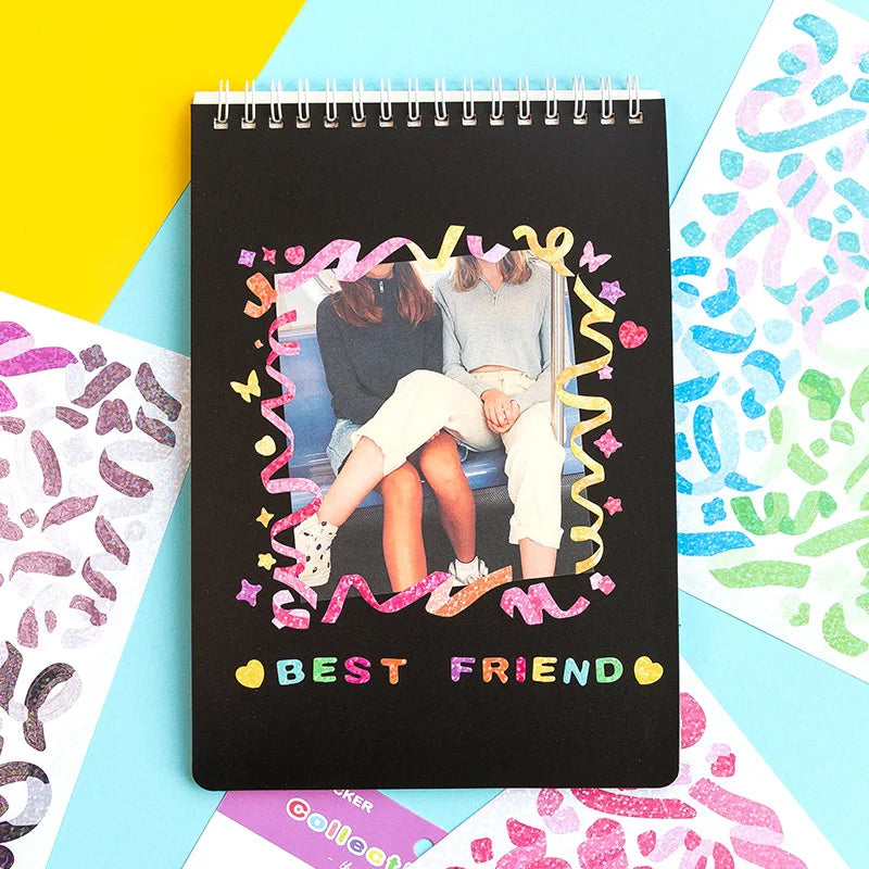 4 Sheets Color Collection Series Laser Sticker Ins Scrapbooking Decorative Sticker DIY Diary Album Stick Label Kawaii Stationery (ONLINE ORDER ONLY)