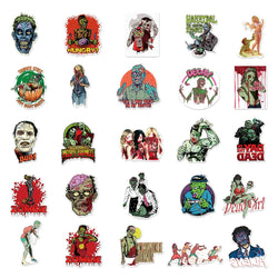 10/30/50PCS Horror Skull Zombie Stickers Skateboard DIY Guitar Laptop Motorcycle Car Cool Graffiti Terror Decal Sticker for Kids (Online Order Only)