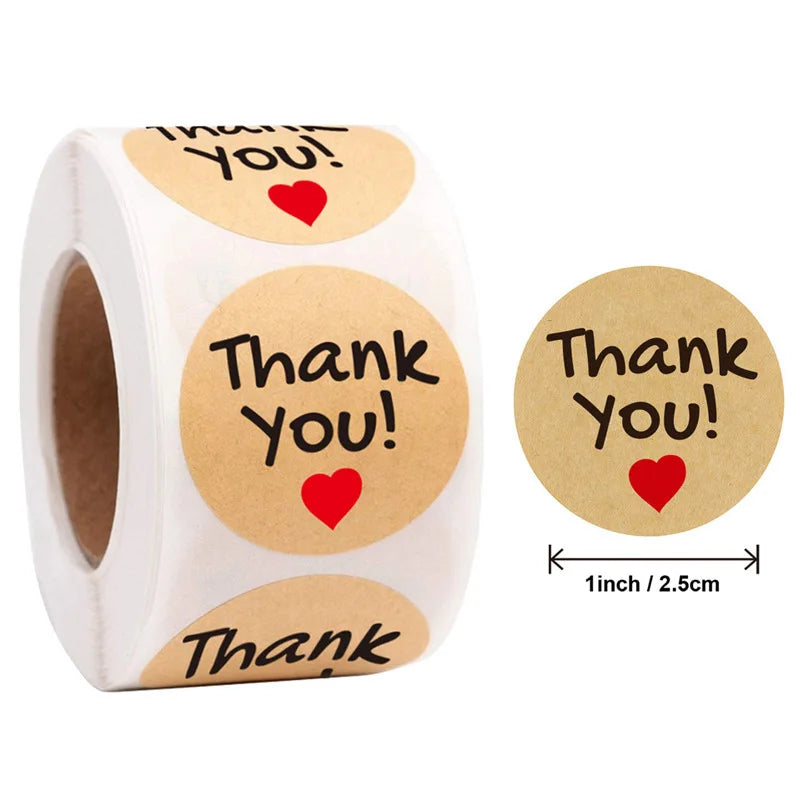 500 Labels Per Roll Thank You Sticker For Seal Label Scrapbooking Christmas Sticke Decoration Sticker Stationery Sticker (ONLINE ORDER ONLY)