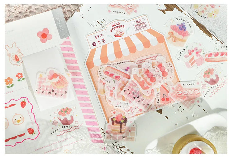 40Pcs/lot Sweet Life Series Stickers Scrapbooking Decorative Sticker DIY Diary Album Stick Label Escolar Cute Stationery Gift (Online Order Only)