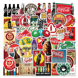 10/30/50Pcs Retro Cartoon Cola Bottle Stickers For Fans Laptop Graffiti Suitcase Waterproof Decoration Toy Decal (ONLINE ORDER ONLY)