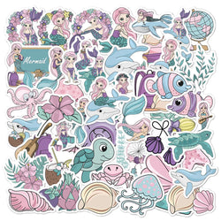 Mermaid Animal Stickers for Kids - 10/30/50PCS Cute Pink Purple Decals for Bike, Luggage, Laptop (Online Order Only)