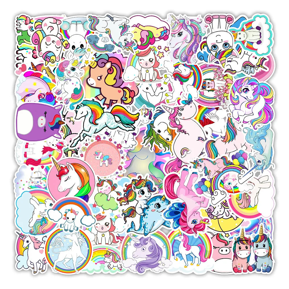Unicorn Cartoon Stickers 10/30/50PCS Waterproof for Car Bike Luggage Phone Laptop (Online Order Only)