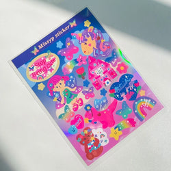 Ins Retro Cartoon Bear Laser Sticker Scrapbooking Decorative Sticker DIY Diary Album Stick Label Korean Kawaii Stationery (ONLINE ORDER ONLY)