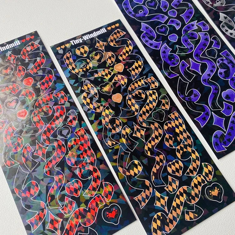 Korean Ins Checkerboard Lattice Ribbon Sticker Idol Card Hand Account DIY Diary Decoration Stickers Creative Stationery (ONLINE ORDER ONLY)