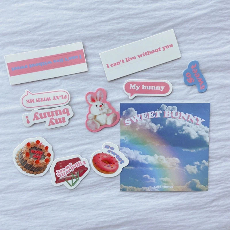 American Retro Bear Butterfly Decor Stickers Scrapbooking Stick Label Diary Album Stickers Kawaii Stationery Laser Stickers Gift (Online Order Only)