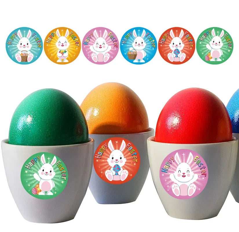 500Pcs Easter Stickers Self Adhesive Paper Sticker Happy Easter Party Gift Package Envelope Seal Decoration Cake Baking Labels (ONLINE ORDER ONLY)