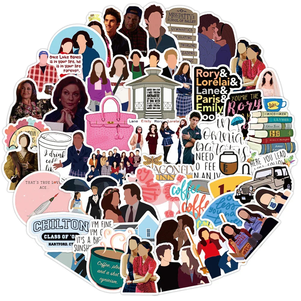 Gilmore Girls Stickers Pack: Waterproof Decals for Bike, Skateboard, Laptop, Luggage (Online Order Only)