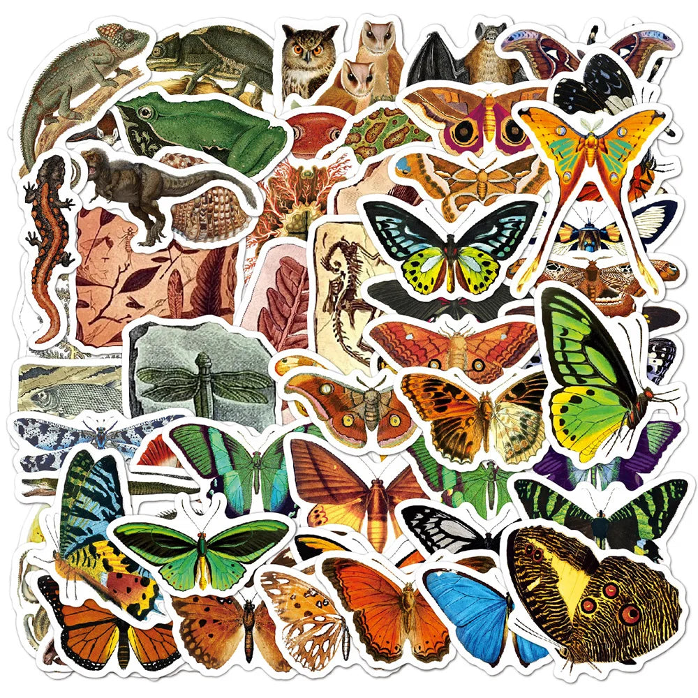 Retro Insect Stickers: Butterfly, Spider, Waterproof Decals for Kids, Laptop, Phone, Luggage, Car - 10/30/50/100pcs (ONLINE ORDER ONLY)