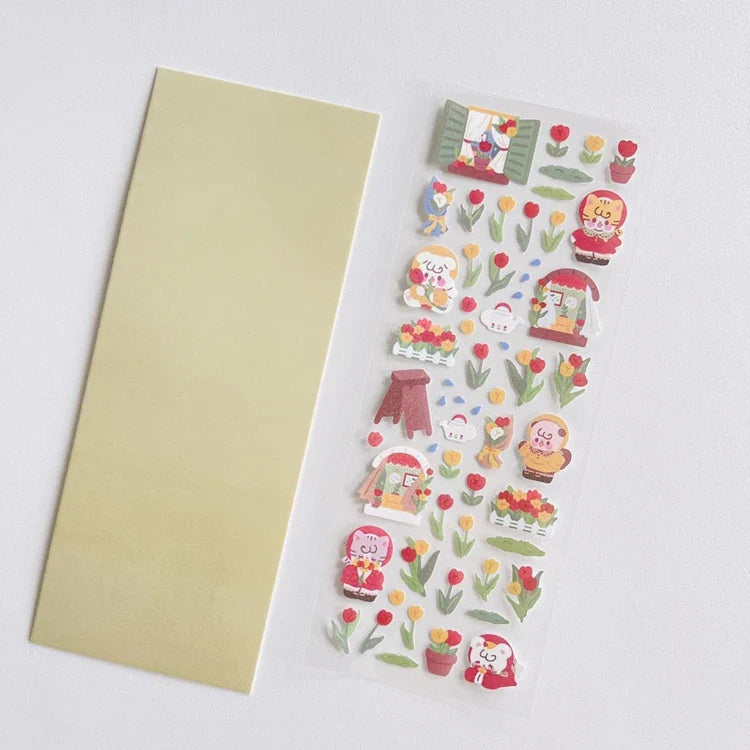 Kawaii Sakura Cat Series Stickers Scrapbooking Decorative Sticker Korean DIY Diary Album Stick Label School Stationery (ONLINE ORDER ONLY)