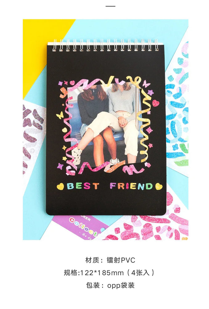 4 Sheets Color Collection Series Laser Sticker Ins Scrapbooking Decorative Sticker DIY Diary Album Stick Label Kawaii Stationery (ONLINE ORDER ONLY)