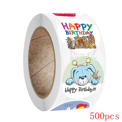 50-500pcs Round Happy Birthday Handmad Sticker Sealing Sticker Vintage DIY Gift Stickersdhesive Christmas Sticker Stationery (ONLINE ORDER ONLY)