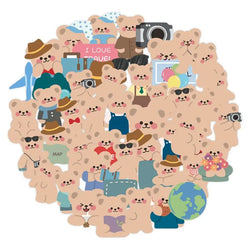 50Pcs/pack Cute Travel Bear Stickers Scrapbooking Decorative Sticker Korean DIY Diary Album Stick Label Kawaii Stationery (ONLINE ORDER ONLY)