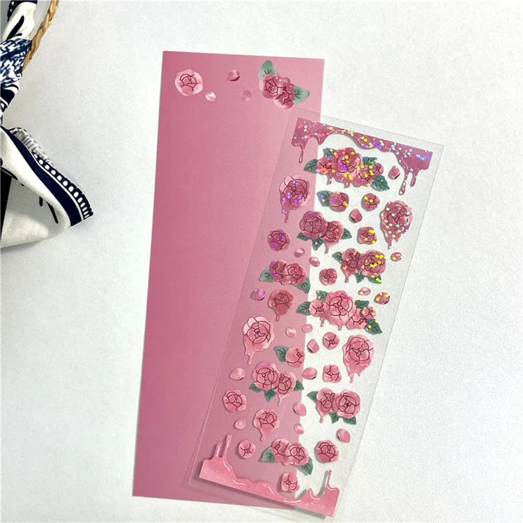 Ins Melting Rose Sticker Hand Account Scrapbooking Decorative Sticker DIY Diary Album Stick Label Korean Stationery (ONLINE ORDER ONLY)