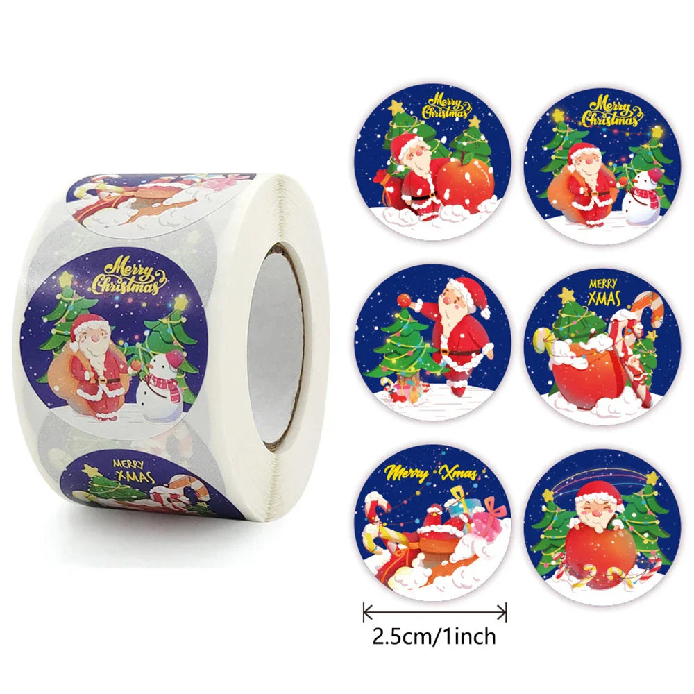 100-500Pcs Merry Christmas Stickers Festival Gift Packaging Seal Labels for New year decor, Greeting cards, Candy bags Stickers (ONLINE ORDER ONLY)