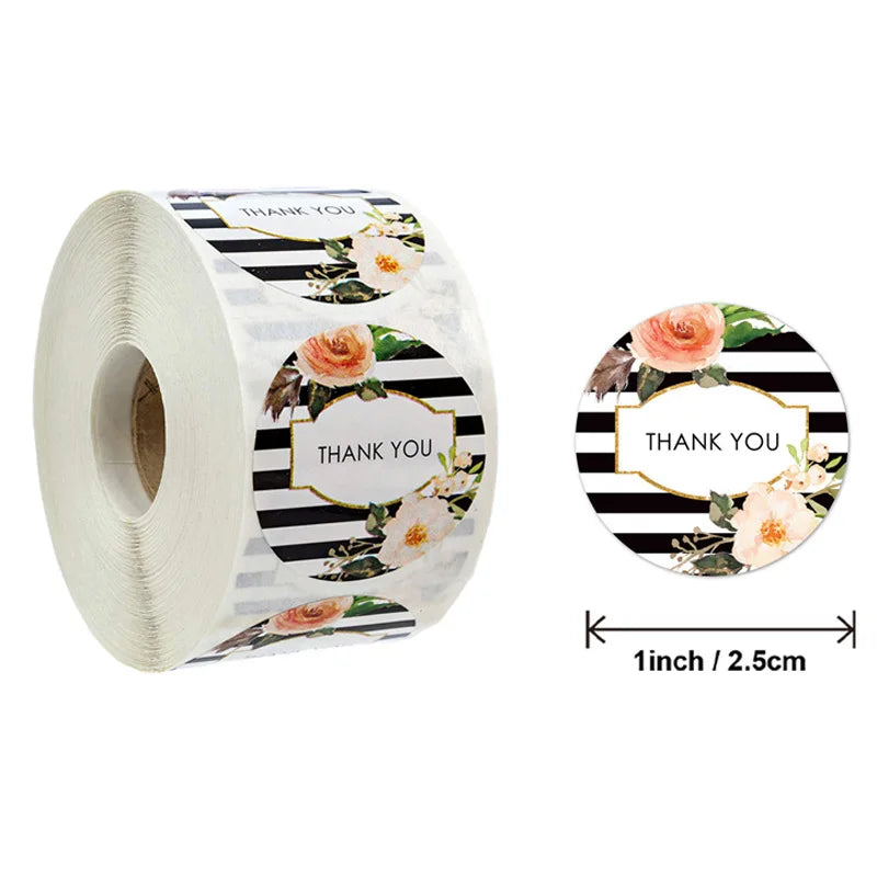 500pcs Round Pink Flowers Pattern Thank You Stickers Seal Labels Christmas Stickers School Teacher Reward Stationery Sticker (ONLINE ORDER ONLY)