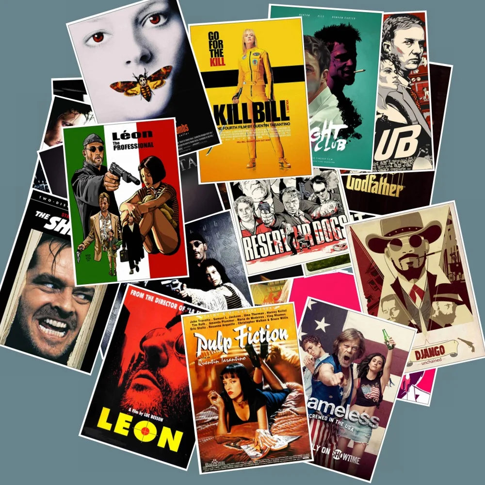 10/30/50PCS High Score Classic Movie Poster Sticker Packs - Leon, Reservoir Dogs, Fight Club and More (ONLINE ORDER ONLY)