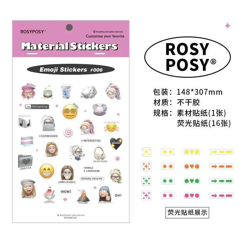 17Pcs Cute Animal Sticker ins DIY Decoration Ablum Diary Scrapbooking Journal Adhesive Sticker Stationery Art Crafts (ONLINE ORDER ONLY)