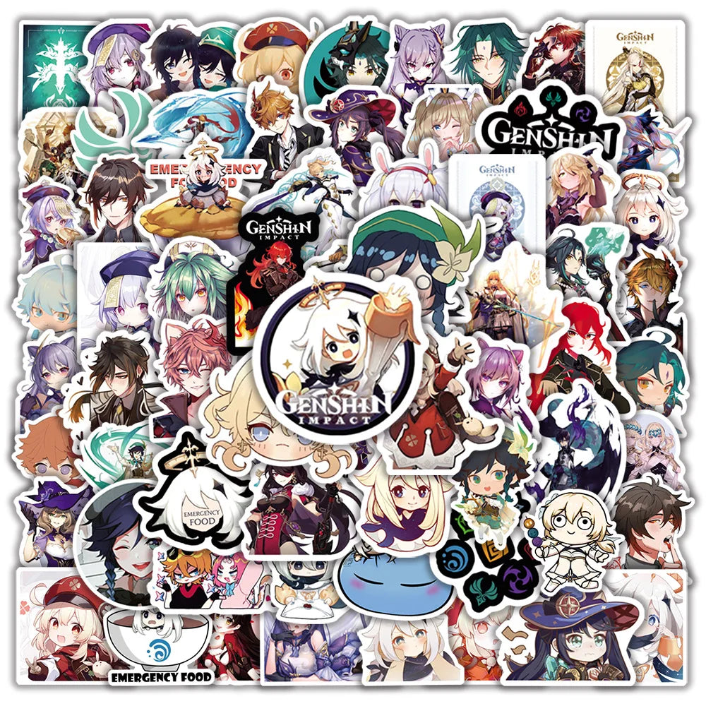 Genshin Impact Anime Stickers Pack - 10/30/50/100 PCS for Car, Bike, Guitar, Phone, Laptop (ONLINE ORDER ONLY)