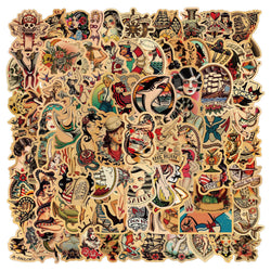 10/50/100pcs Retro Tattoo Girl Pin Up Sticker Personality Vinyl Decals Sticker DIY Laptop Motorcycle Skateboard Luggage Suitcase (ONLINE ORDER ONLY)