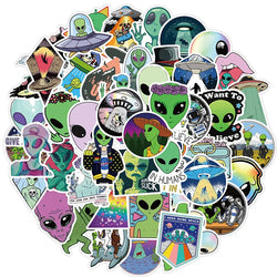 Aliens UFO Stickers Cartoon Decals for Skateboard, Fridge, Guitar, Laptop, Phone, Luggage, Kids - 10/30/50pcs (Online Order Only)