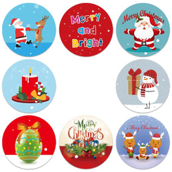 100-500Pcs Christmas Gift Box Round Labels Christmas Sticker Candy Bag Flower Gift Box Cake Boxes Packaging New Year Stickers (ONLINE ORDER ONLY)