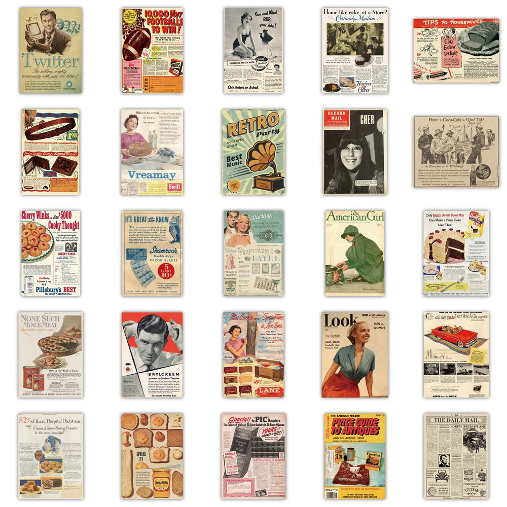 10/30/50PCS Vintage Stickers For Stationery Laptop Adesivos Craft Supplies Scrapbooking Material Custom Retro Decal Toy Stickers (ONLINE ORDER ONLY)