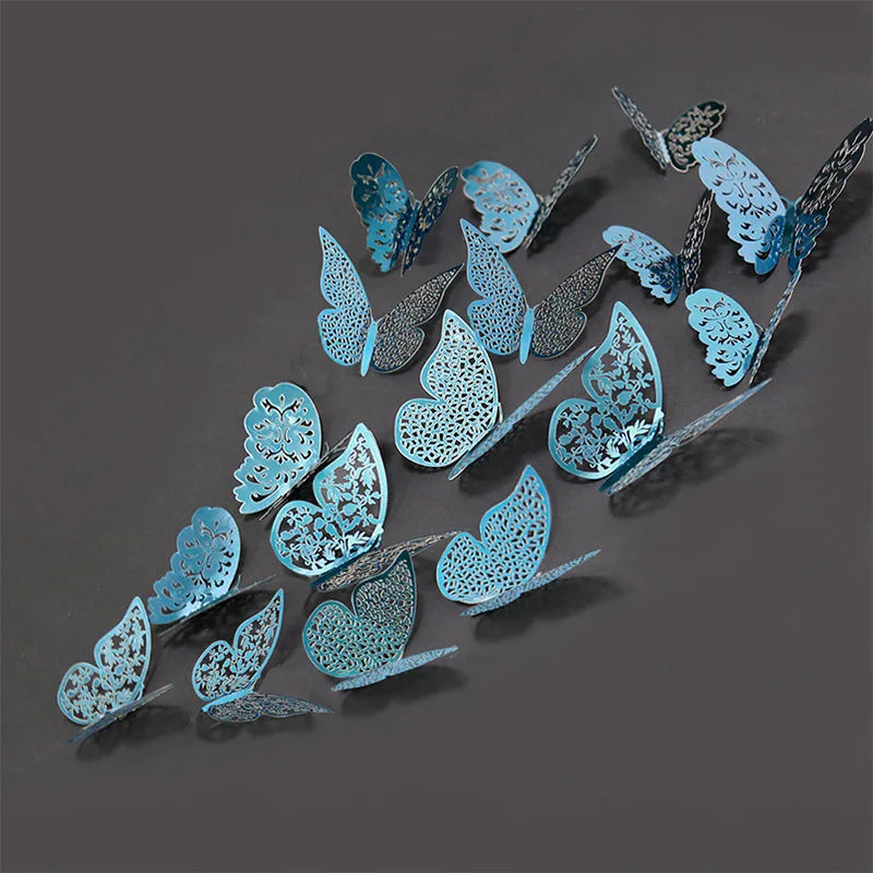 3D Indigo Butterfly Wall Stickers - 12 Pcs Set Home Decor (Online Order Only)