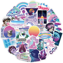 Vsco Vaporwave Stickers Waterproof DIY Skateboard Laptop Phone Decals (Online Order Only)