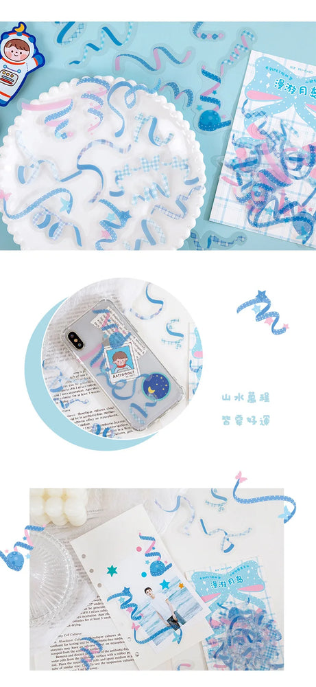 40Pcs/pack Heart Ribbon Series Stickers Hand Account Scrapbooking Decorative Sticker Korean DIY Material Stickers Stationery (ONLINE ORDER ONLY)