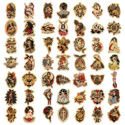 10/30/50/100pcs Retro Old School Tattoo Style Stickers  Skateboard Car Phone Bike Laptop Luggage Sexy Girl Waterproof Sticker (ONLINE ORDER ONLY)