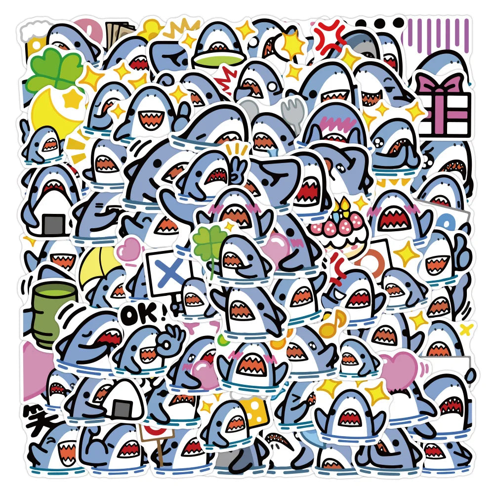 Cute Shark Stickers Pack: Laptop, Phone, Water Bottle, Waterproof Decals (Online Order Only)