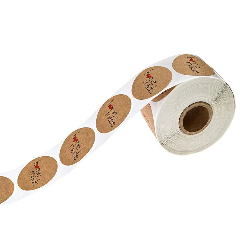 100-500pcs Kraft Paper Homemade With Love Stickers Scrapbooking For Envelope And Package Handmade Seal Labels Sticker Stationery (ONLINE ORDER ONLY)