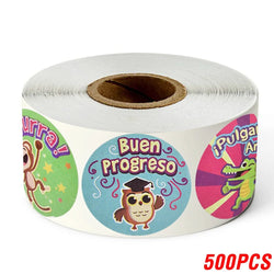 100-500pcs Spanish Reward Stickers Encouragement Sticker Roll For Kids Motivational Stickers With Cute Animals For Students (ONLINE ORDER ONLY)