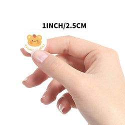 100-500Pcs Round Cartoon Animals Thank You Stickers Cute Bear Teachers Reward Handmade Sealing Stickers (Online Order Only)