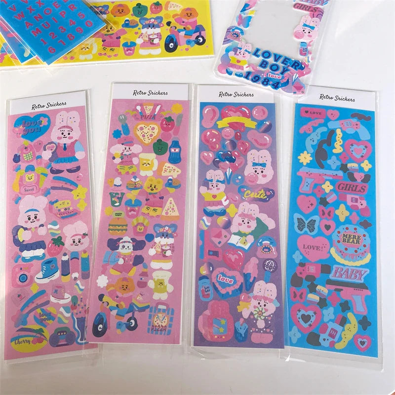 Cute Rabbit Laser Sticker Letters Decorative Stickers Idol Card Making Scrapbooking Journal Photo Album Stick Label Stationery (Online Order Only)