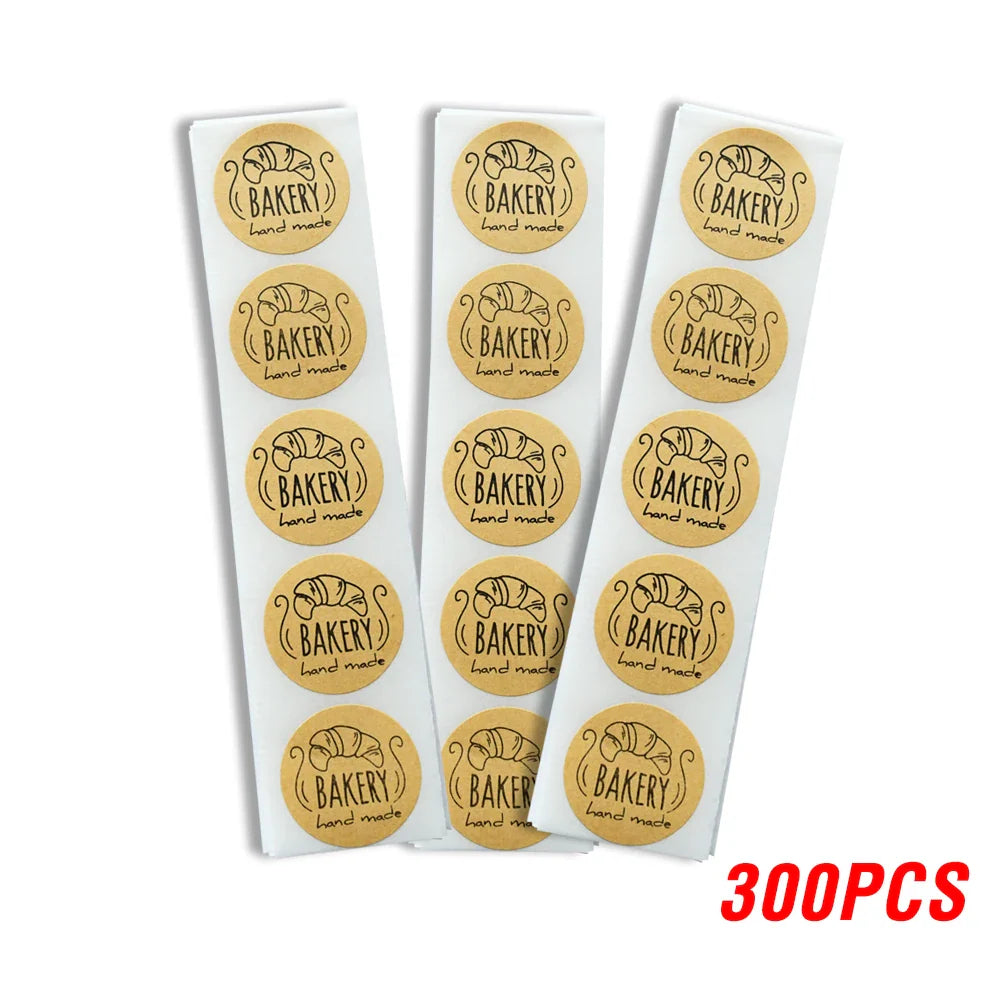 100-500pcs Kraft Paper Hand Made Stickers "bakery" Scrapbooking For Cookie Boxes Seal Labels Sticker Cute Stationery (Online Order Only)