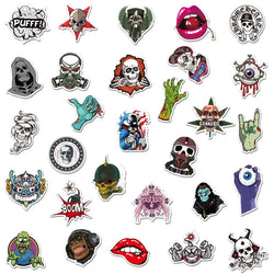 10/30/50PCS Terror Series Skull Graffiti Stickers Guitar Laptop Skateboard Luggage Phone Bike Waterproof Cool Stickers Kid Toy (Online Order Only)