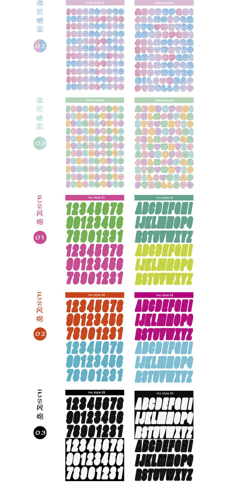 2pcs INS Alphanumeric Sticker Scrapbooking Decoration Photo Album Decor Planner Notebook Labels stickers Kawaii Stationery (Online Order Only)