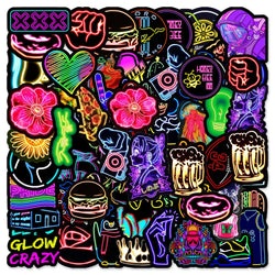 Cartoon Neon Light Stickers 10/30/50pcs Decals for Motorcycle Phone Laptop Car PVC (ONLINE ORDER ONLY)